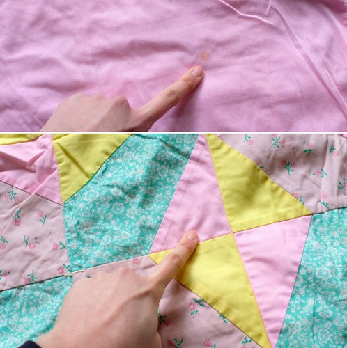 Quilt Patchwork Blanket Hand Made Pastel Colors Geometric Crib Picnic Sz Vintage - Picture 6 of 6