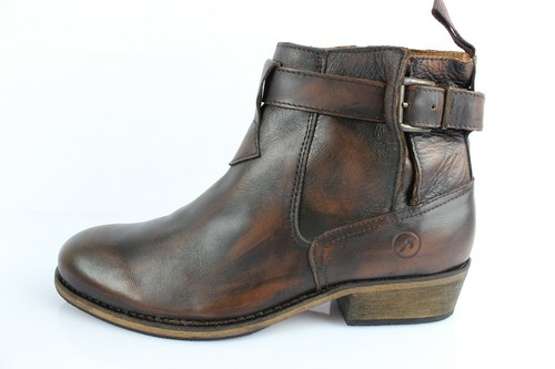 Botines Bronx De Cuero Marrón Oscuro Con Hebillas T 41 Estado Nuevo - Imagen 6 de 11