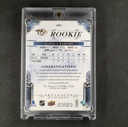 2017-18 UD Artifacts Vladislav Kamenev Rookie Patch Premium SSP /5 Predators - Picture 2 of 2