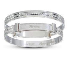 Children's Personalized Name  Date inside Silver Bangle, Birthday Gift 0-3 yrs