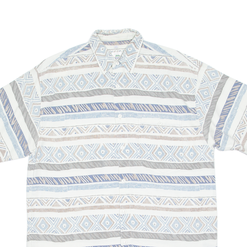 Camicia uomo vintage NUOVA VELOCE lino bianco anni 90 modello pazzo L - Foto 2 di 6