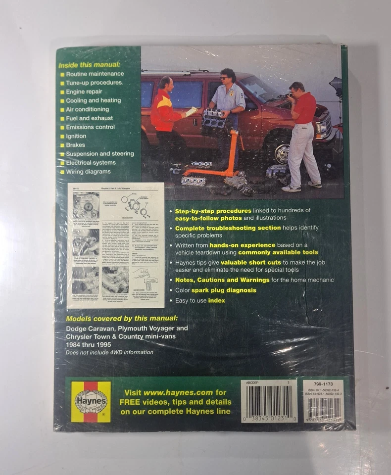 Haynes Repair Manual 30010 Dodge Caravan Plymouth & Chrysler 1984 Thru 1995 - Image 2 of 2