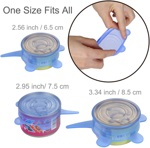 6 Pack Pet Food Can Cover Stretchable 1 Fit 3 Universal Size Silicone Can Lids f - Picture 4 of 6