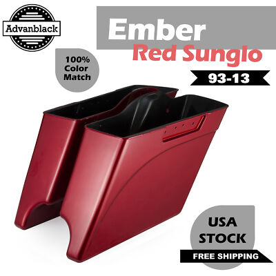 Ember Red Sunglo Stretched Extended Saddlebags Fits Harley Ember Red Sunglo Stretched Extended Saddlebags Fits Harley