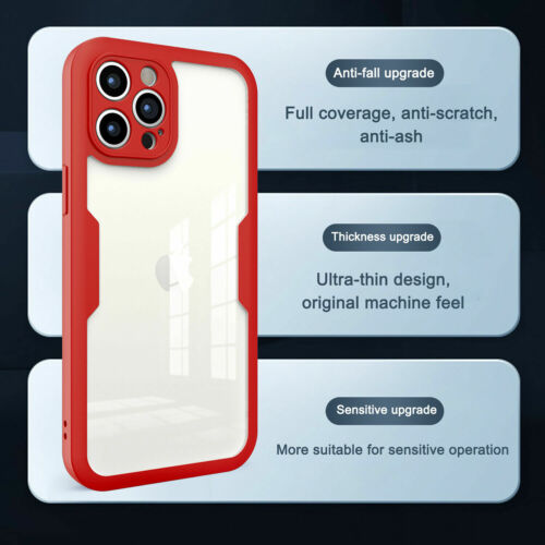 For iPhone 15 14 13 12 11 Pro Max Clear Case Full Body Built in Screen Protector - Picture 30 of 46