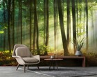 lIVING ROOM photo wallpaper green forest trees nature home office wall mural