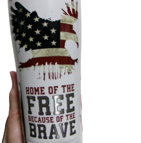 Vaso de acero inoxidable HOME OF THE FREE DUE OF THE BRAVE 20 OZ EE. UU. Eagle - Imagen 2 de 11