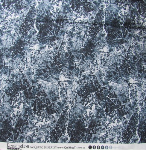 2/3yd Kensington Studio Crackled Glass Navy Blue Blend Quilting Treasures Fabric - Picture 2 of 3