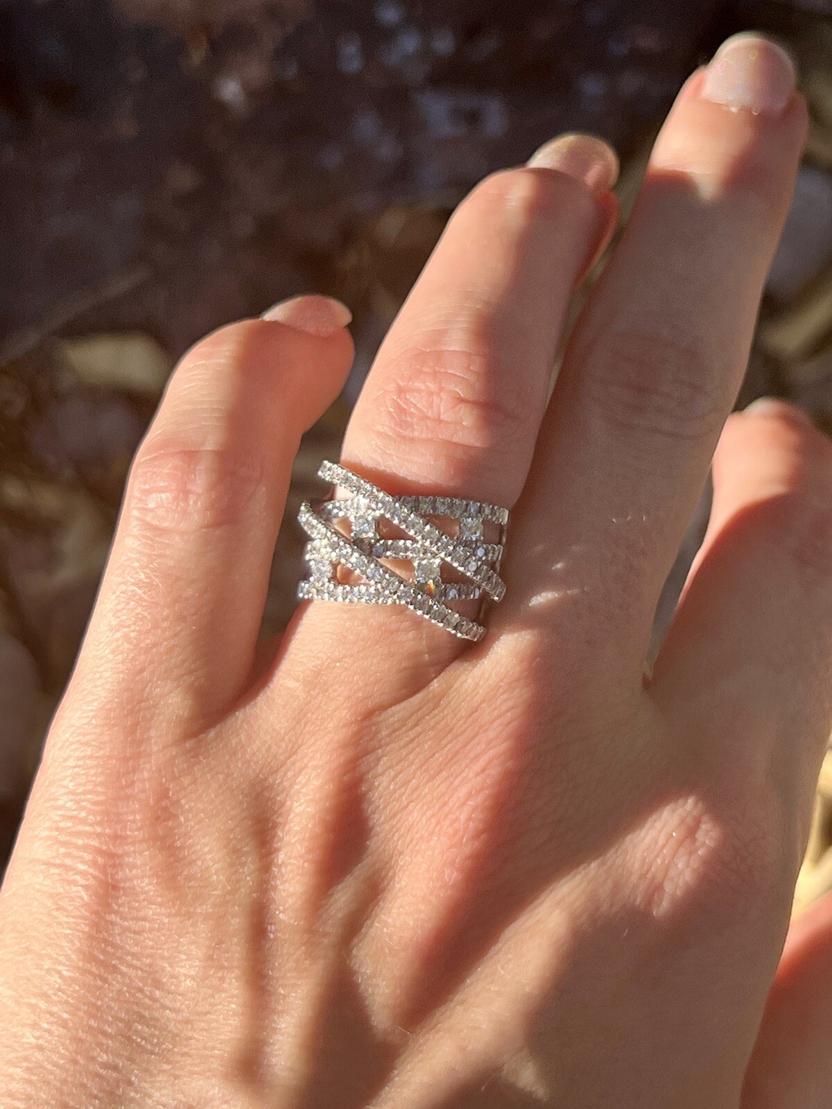 14k Solid Gold Diamond Intertwined Crossover Larg… - image 2