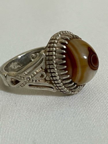 Men's silver 925 Ring Natural Yemen Agate Aqeeq Rare عقيق سليماني عين صريحة - Picture 7 of 12
