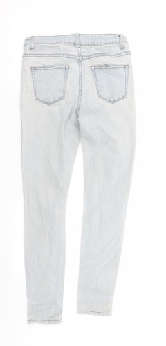 Glamorous Womens Blue Cotton Blend Skinny Jeans Size 8 L27 - RIPPED JEANS - Picture 2 of 12