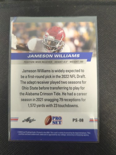 2022 Leaf Pro Set Jameson Williams Rookie Card #PS-08 Crimson Tide NFL RC - Picture 2 of 2