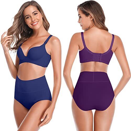 Damen Unterwäsche High Waist Baumwolle Unterwäsche weich Medium-Large dunkel - 5er Pack - Bild 3 von 7