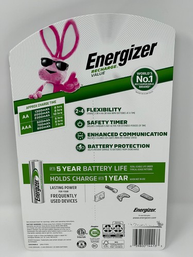 Energizer Recharge Value Battery Charger CHVCMWB-6 Kit 4 AA & 2 AAA UPN-171910.. - Picture 4 of 10