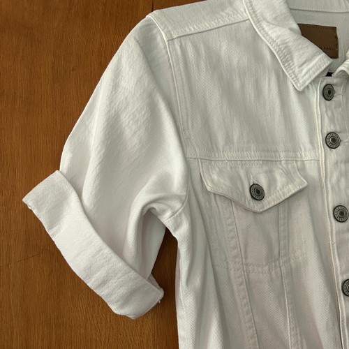 American Eagle White Denim Romper Frayed Hem Short Sleeve Womens XS NEW WITH TAG - Picture 8 of 15