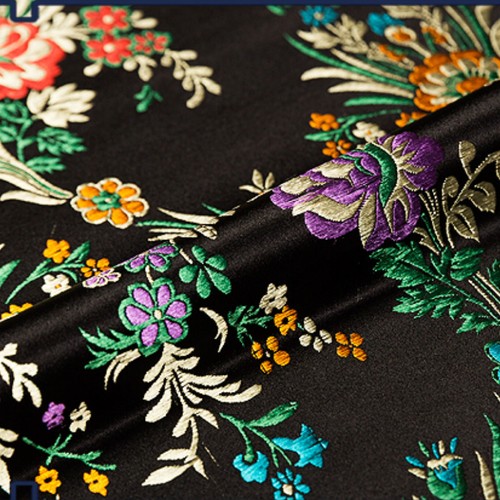 Satin Faux Silk Fabric Chinese Begonia Flower Damask Brocade Bag Costume Retro - Picture 12 of 27