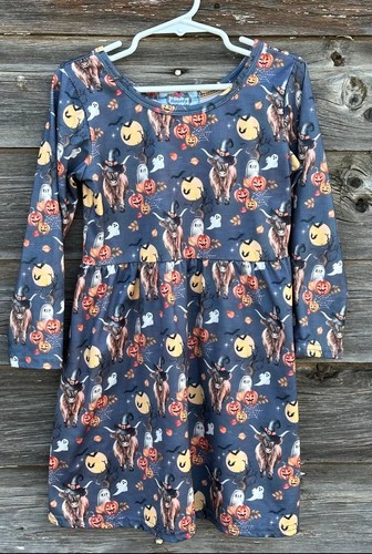 Girls' Highland Cow Halloween Dress: Western PumpkinOutfit - Picture 8 of 10