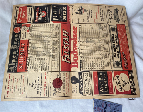 1946 St Louis Cardinals Scorekarte handsigniert von Dizzy Dean, Whitey Kurowski + 2 - Bild 12 von 14