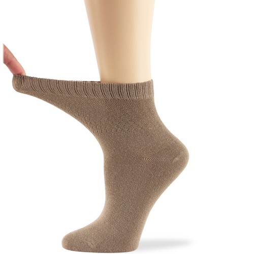 Women Diabetic Quarter Bamboo Non-Binding Sock 4 Pack Large 10-12 Beige Brown - Bild 3 von 10