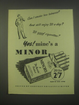 1949 Godfrey Phillips Minors Cigarettes Ad - Can I smoke less tobacco?