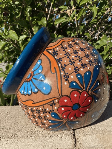 Talavera Ceramic Cubana Flower Pot 11" Pottery Planter Mexico Hand Painted Art03