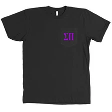 Sigma Pi Bella + Canvas POCKET Black T Shirt Fraternity Letters NEW