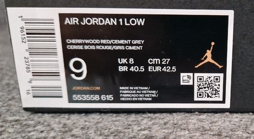 Jordan 1 Low Cherrywood Red 42,5 Us 9 Neu, Ds, Orig. Karton - Bild 4 von 4