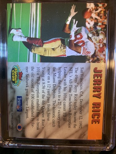 Jerry Rice 1993 Stadium Club Record Breaker CSG 8.5 RARE NFL HoF Legend SF 49ers - Picture 18 of 24