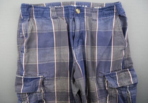 Pantaloncini cargo uomo 2015 Mossimo a quadri blu marrone 100% cotone taglia 34 - Foto 2 di 7