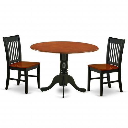 3pc dinette kitchen dining set round pedestal table w/ 2 padded chairs mahogany - Picture 10 of 12