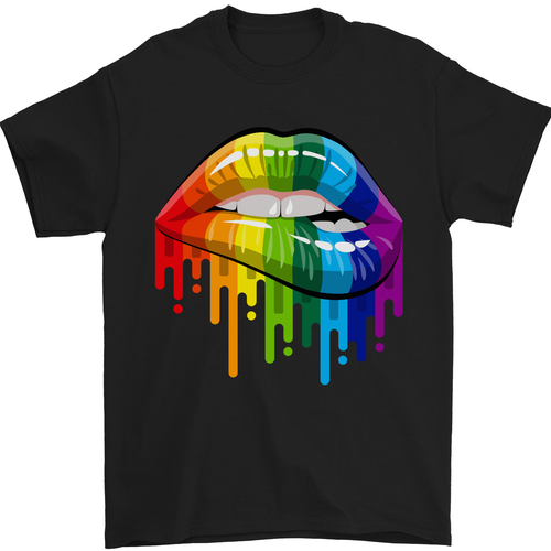 LGBT Bitten Rainbow Lip Gay Pride Day Mens T-Shirt 100% Cotton - Picture 17 of 104