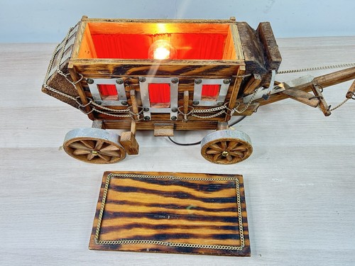 Vintage Circle H Western Postkutsche Wagen Tischlampe Lampe 24" Holz & Metall - Bild 10 von 10