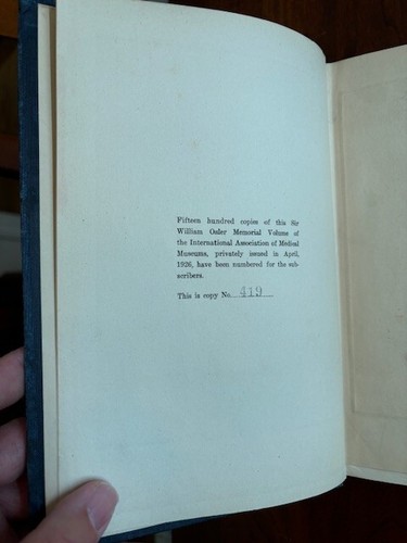 1926 Sir William Osler Memorial Volume International Association Medical Museums - Bild 2 von 4