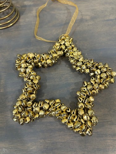 Gold Tone Metal Mini Jingle Bells Star Christmas Tree Topper and Ornaments 3 Pie - Bild 5 von 7