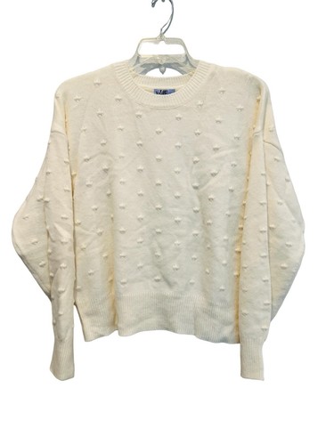 Cream Cropped Sweater Crew Neck Bobble Knit Texture Soft Cozy Sz XXL Vylette - Picture 1 of 7