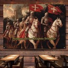 Crusader Poster Vintage Wall Art Knights Templar Armor Banners Home Decor Flag 0