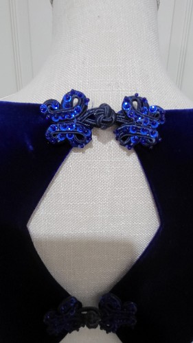 Vtg Y2k Zum Zum Blue Velvet Satin Slinky Prom Dress Open Back Size 5/6 - Picture 3 of 10