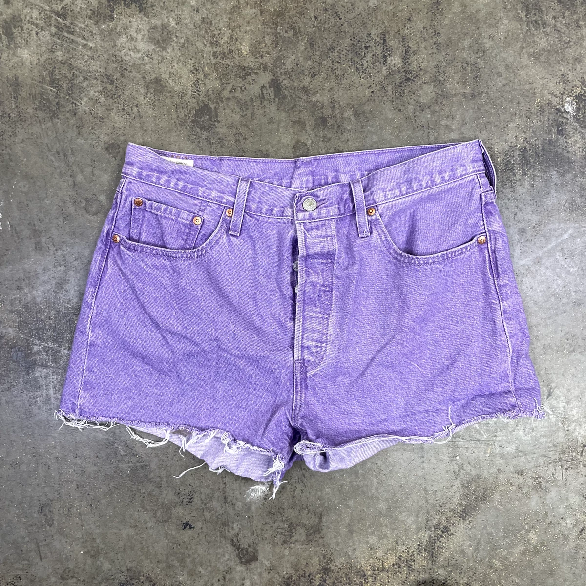 Levis 501 Denim Shorts USA 90s Denim Vintage Summer Jeans, Purple, Womens  34