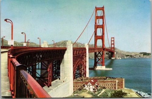 1950er Jahre UNION PACIFIC RAILROAD Werbe Postkarte GOLDENE TORBRÜCKE San Francisco Kalifornien.