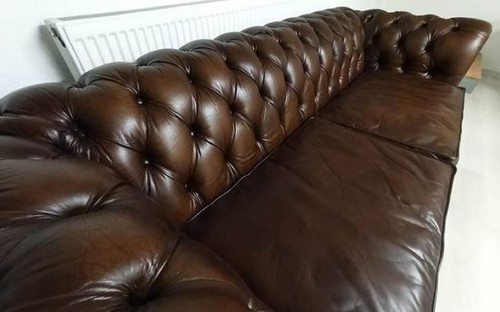 Casa Padrino Luxus Chesterfield Leder Sofa Vintage Dunkelbraun 240 cm Echtleder - Bild 3 von 5