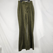 Cider Green Corduroy Flare Pants Trouser Women's Size XS Button