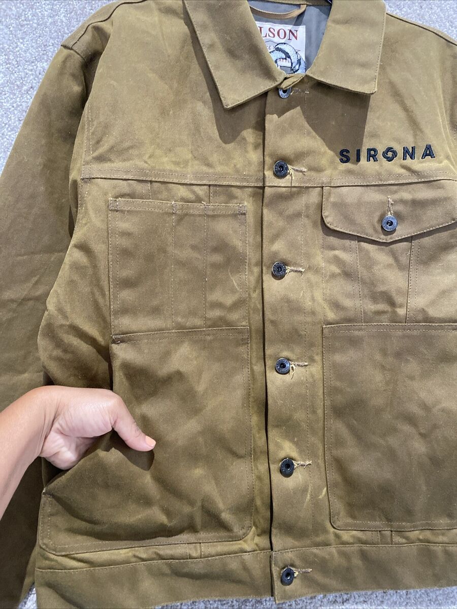 Filson Mens Dark Tan Waxed Tin Cloth Field Jacket Size Filson Mens Dark Tan Waxed Tin Cloth Field Jacket Size