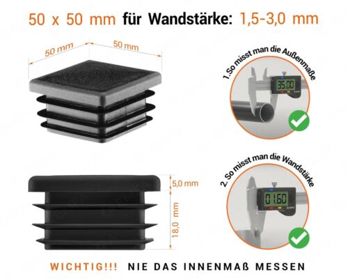 Lamellenstopfen Vierkant Rohrstopfen Rohrkappen Stopfen Endkappen Gleiter Kappe - Bild 18 von 26