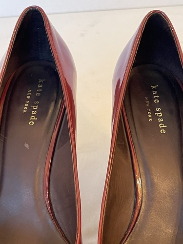 Kate Spade Burgundy Patent Leather Wedge Heel Round Toe Pumps US Wmn’s Size 9 M - Picture 14 of 16