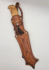 Vintage J Marttiini 10" Ilves Finland Puukko Knife w/ Leather Sheath  E113