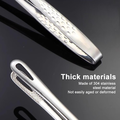 Stainless Steel Steak Clamp Food Clip Tongs Bread Meat BBQ Kitchen Cooking Tool - Picture 12 of 22