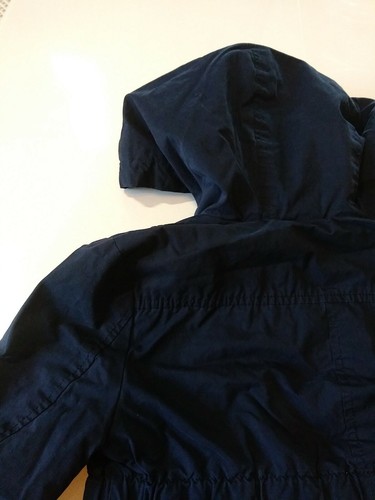 Gap Kids Girls Size Medium 8 Navy Blue Snap And Full Zip Hooded Coat - Picture 11 of 12