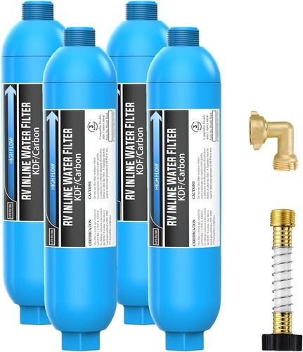 Premium Inline Water Filter with 90° Brass Elbow for RVs - 4 Pack Convenience - Picture 3 of 10