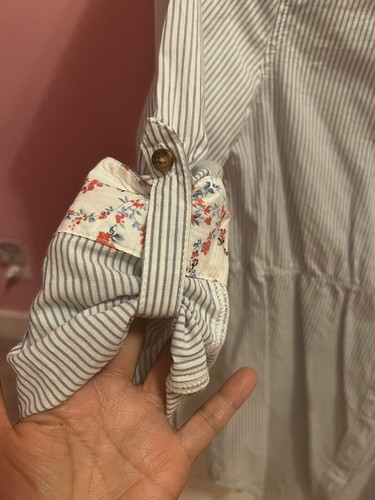 h&m girls dress shirt top blue and white stripes size : 11-12years Very New - Picture 6 of 9