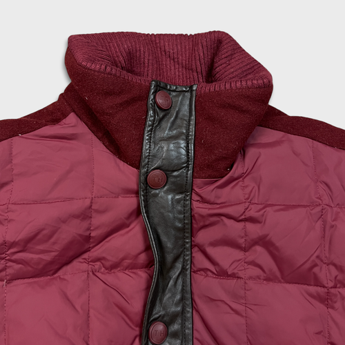 Tommy Hilfiger Jacket Mens Medium Red Full Zip Outdoor Down Heavy Bomber Coat - Picture 2 of 7